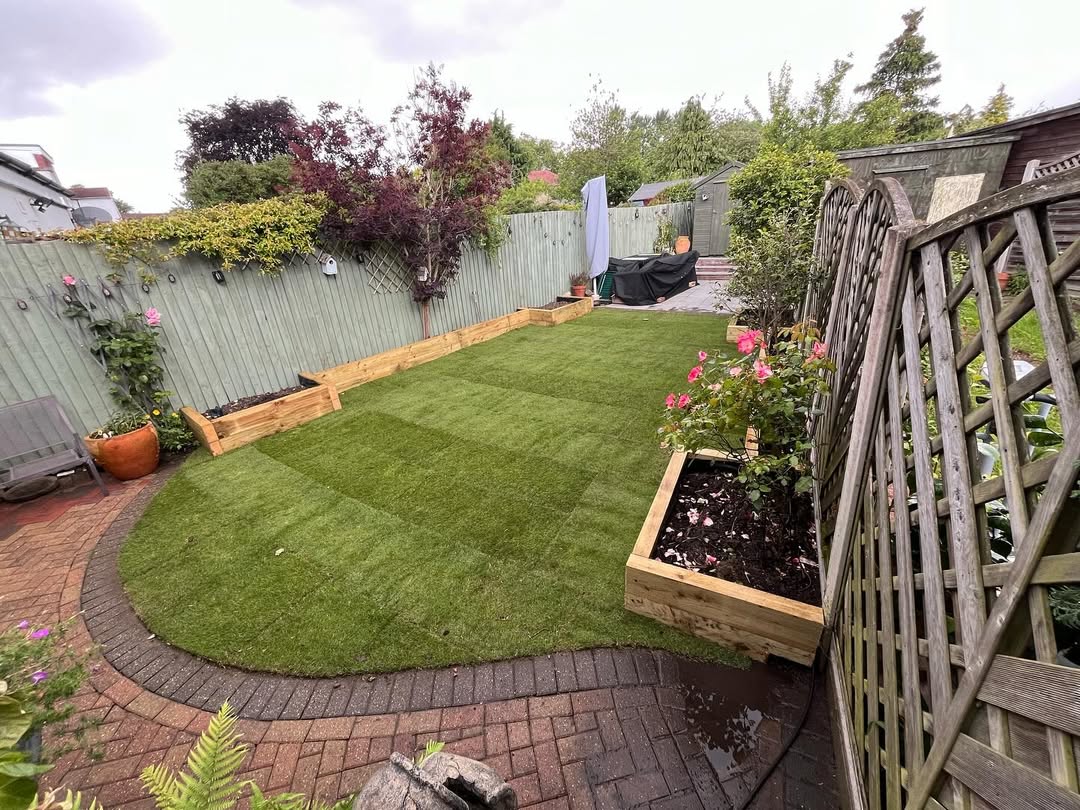 New lawn with raised borders